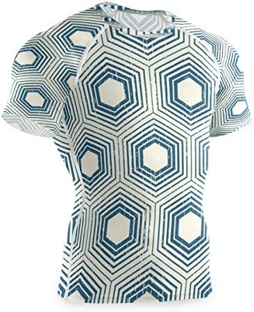 ジムtシャツ メンズ 幾何柄 ストレッチ 半袖シャツ 加圧シャツ 細身 コンプレッション フィットネス トレーニングウェア ランニングウェア おしゃれ 引き出物 筋トレ スポーツウェア ボディビル アンダーウェア 通気防臭 速乾性