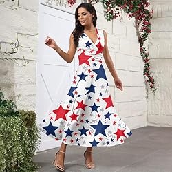 CHRATLHI Red White and Blue Dress for Women