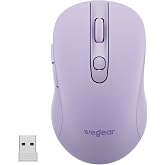 wegear USB Wireless Mouse for Laptop PC Mac, 2.4GHz Cordless Mouse-Purple | Ergonomic Portable Optical Computer Mice with 6 Buttons, 5-Level Adjustable 4000 DPI,24-Month Battery Life