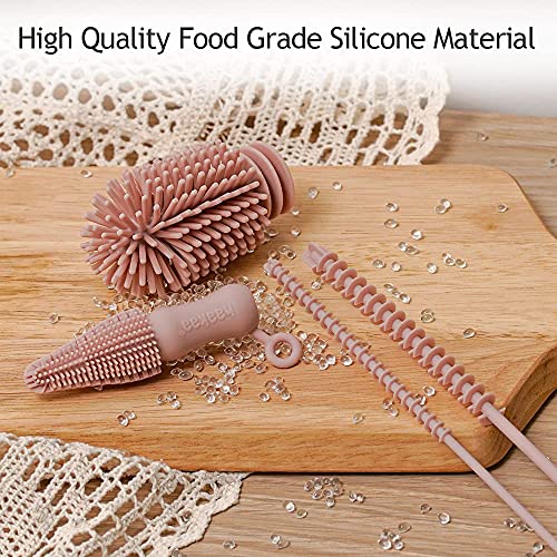 haakaa Silicone Cleaning Brush Kit Blush Scrub Brush for Breast