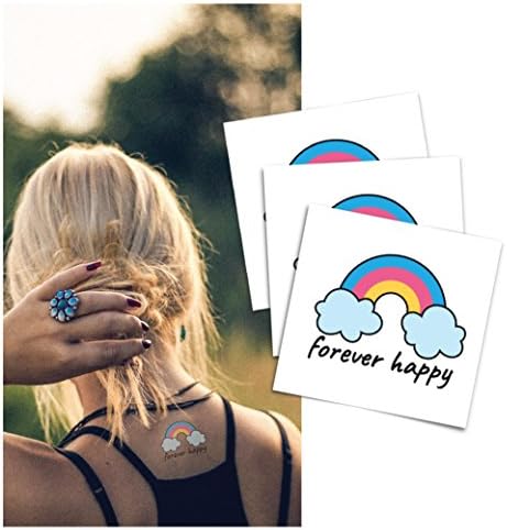 Tattoo Moments Forever Happy Rainbow Temporary Tattoo for Wrist, Ankle, Forearm and Calf