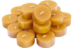Natural Beeswax Tea Candles, DEYBBY 20 Pack Handmade Beeswax Candles, Clear Cup, Great for Home Decoration