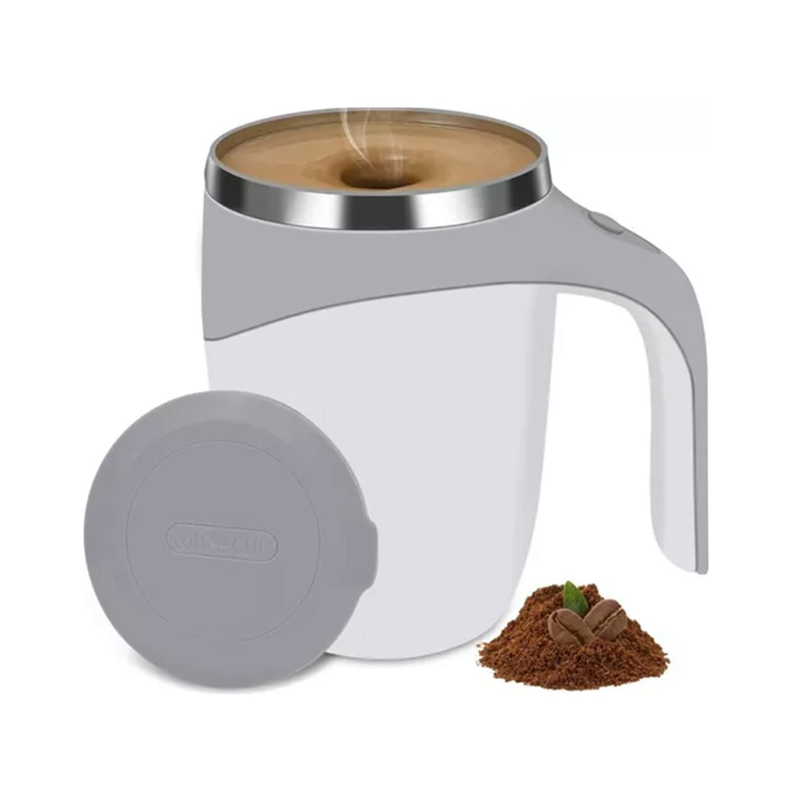 Photo 1 of Gsycle Self Stirring Coffee Mug, Portable Automatic Magnetic Stirring Coffee Stirrer Cup Stainless Steel Self Mixing Coffee Mug with Lid for Coffee Milk Cocoa(White)