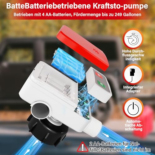 Fuel Transfer Pump with Auto Stop Sensor, Electric Petrol Pump with 4 Size Adapter, Multifunctional Diesel Pump Fuel Pump for Canister Petrol, Oil, Tractor, Generator, Lawn Mower - Red