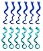 SWACC 12 Pcs Multi-Colors Party Highlights Clip on in Hair Extensions Colored Hair Streak Synthetic Hairpieces (20-Inch Curly, 6 Pcs Teal + 6 Pcs Blue)
