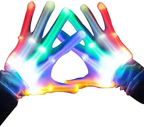 LED Gloves, Glow In The Dark Light Up LED Skeleton Hand Rave Gloves For Party Christmas Child Gifts, By Milota (Multicolor)