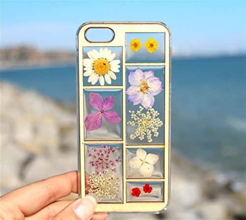 Handmade Pressed Dried Flowers with Wooden Frame iPhone 5/5s Case- Pressed Dried Flowers On iPhone SE, iPhone 5c, iPhone 4/4s Hard Clear Case Cover