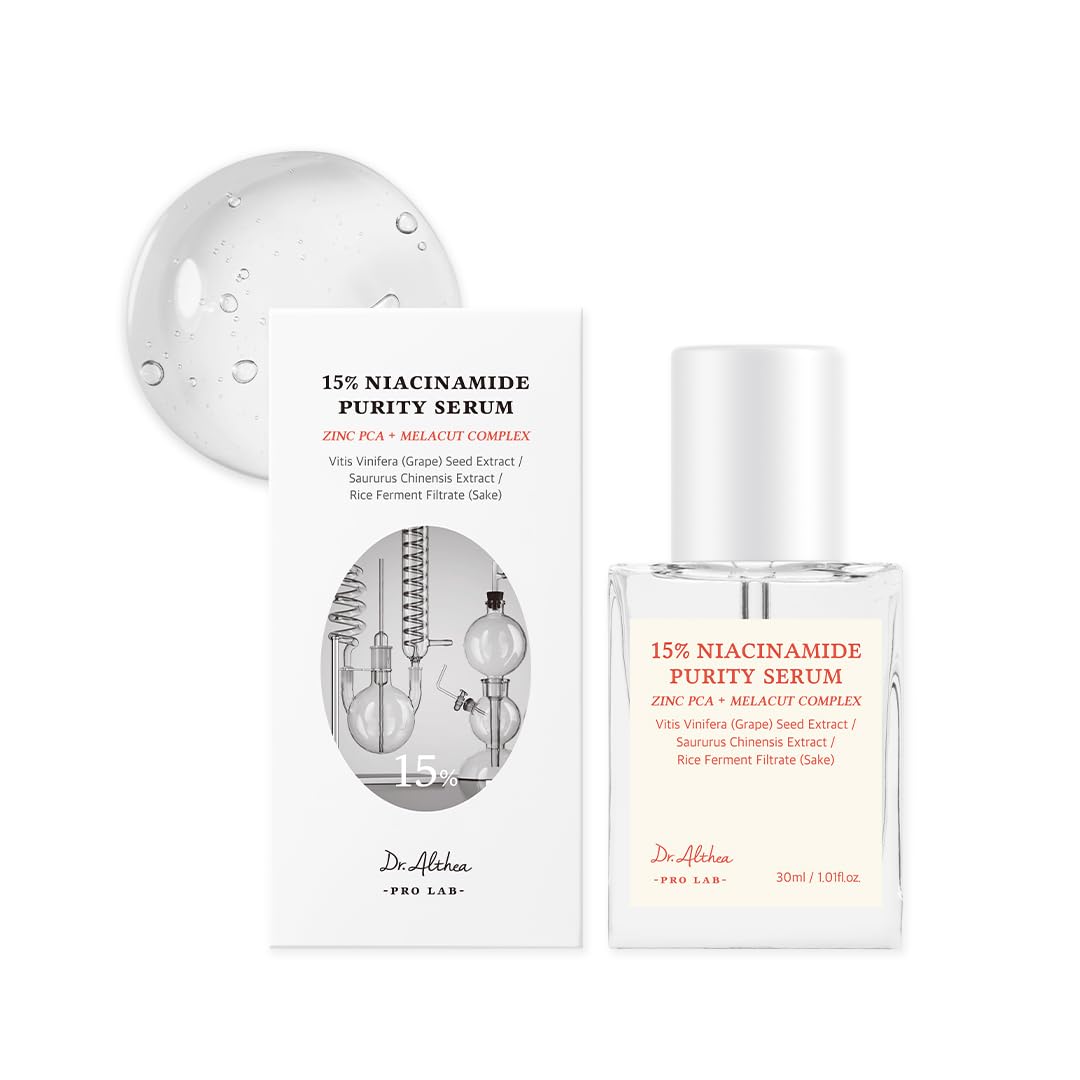 Dr.Althea 15% Niacinamide Purity Serum - 15% Niacinamide included, Overall skintone and texture improvement, Pore care, Serum control with Zinc. Vegan formula, Korean skincare