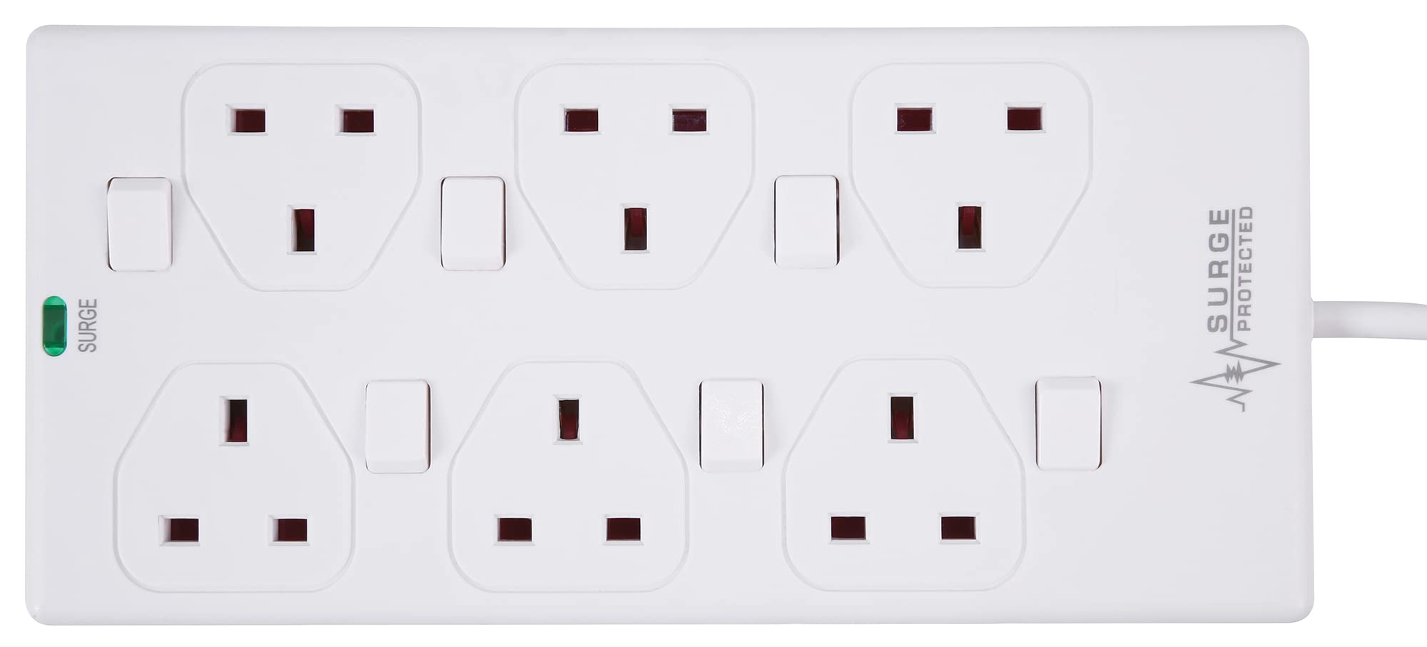 Pro Elec 2816NS(1N) 1 m 1 m 6 Way Individually Switched Surge Protected Extension Lead, White