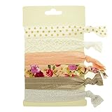 Hair Ties Elastics Ouchless No Crease (Polka, Solid, Floral, Lace & Glitter) - 6 Pack