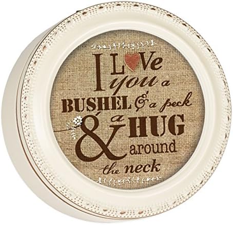 Cottage GardenCottage Garden I Love You a Bushel and a Peck Ivory Rope Trim Petite Round Jewelry Keepsake Box