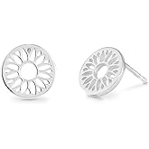 Boma Jewelry Sterling Silver Sunflower Cut Out Circle Stud Earrings