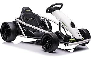 NASITIP 24V Go Kart for Kids 8-12 Years, 300W*2 Extra Powerful Motors, 9Ah Large Battery 8.1MPH High Speed Drifting with Music, Horn,Max Load 155lbs Outdoor Ride On Toy for Teens (White)