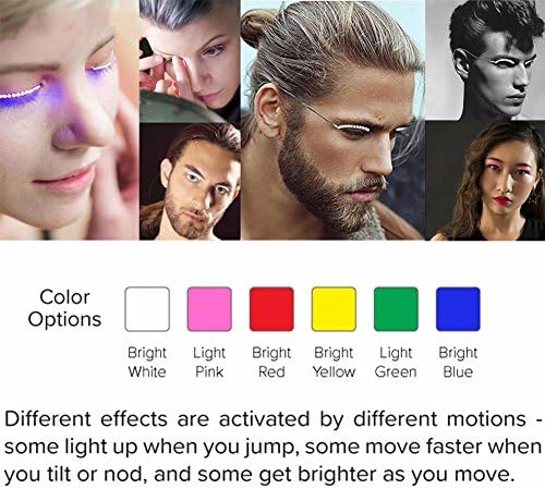 Cacys Store - LED Flashing Light Waterproof Motion Activated Glow Long Fake False Eyelashes Holiday Party Club Bar Lashes Performance 1 Pair ( 1 Pcs, Random Colors )