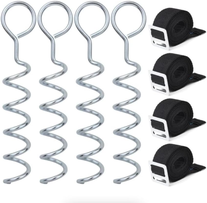 ZERO GRAVITY Trampoline Ground Anchor Kit Corkscrew Stakes Heavy Duty 4pc