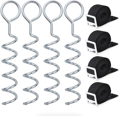 ZERO GRAVITY Trampoline Ground Anchor Kit Corkscrew Stakes Heavy Duty 4pc