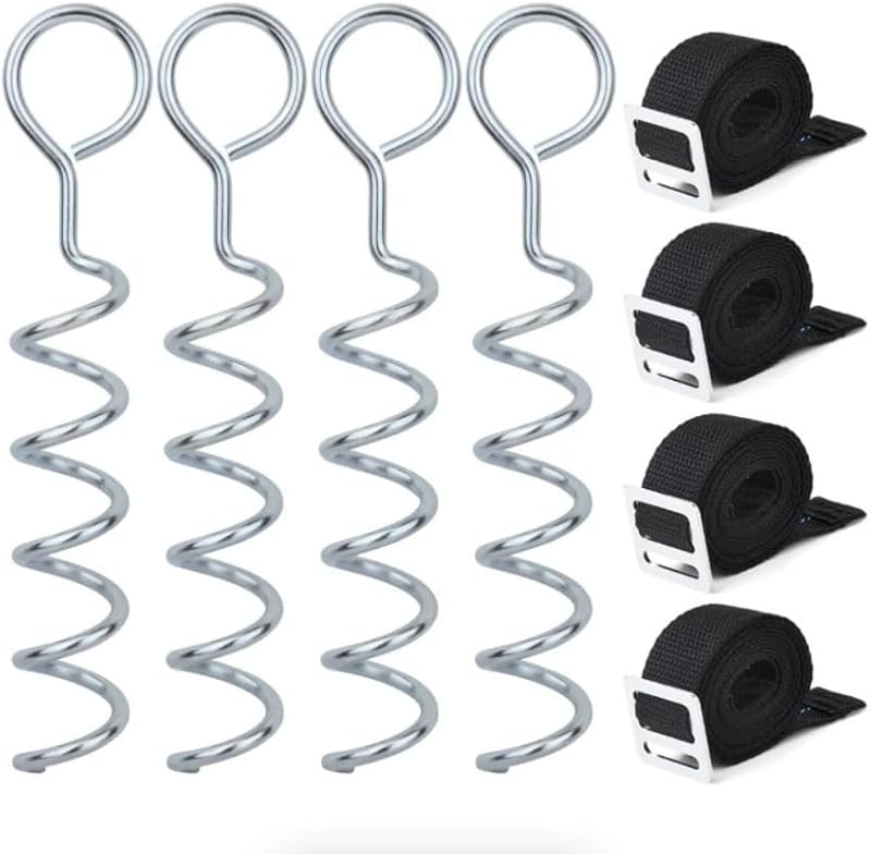 ZERO GRAVITY Trampoline Ground Anchor Kit Corkscrew Stakes Heavy Duty 4pc