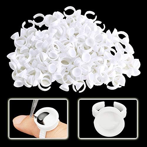 Glue Rings for Eyelash Extensions KINDPMA 300Pcs Tattoo Rings Cups Disposable Glue Holder Plastic Ink Pigment Ring Adhesive Makeup Rings Palette For Nail Art