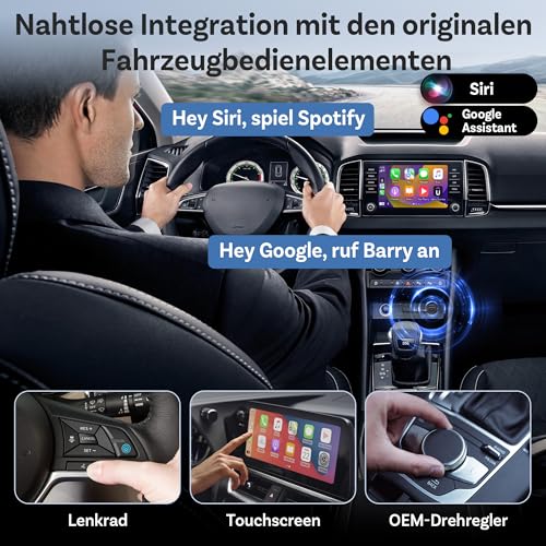 OTTOCAST Mini Core 2-in-1 Wireless CarPlay & Android Car Adapter, Micro Mini Cube Wireless Car Dongle with Smart Switch Button, Wi-Fi 6 & Bluetooth 5.4, Automatic Connection for 98% of Vehicles