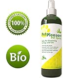 Natural Pet Spray for Dogs & Cats – Tick + Flea & Insect Repellant with Lemongrass & Citronella - Best Aromatherapy Odor Eliminator By Honeydew (8oz)