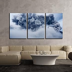 3 Piece Canvas Wall Art - Heavy Clouds Hovering Above The Town - Modern Home Art Stretched and Framed Ready to Hang - 16"x24"x3 Panels