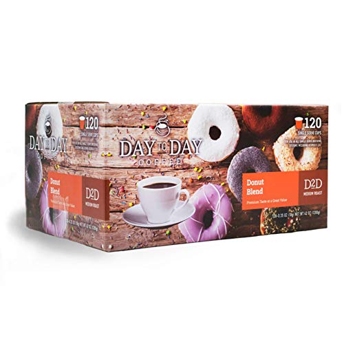 Day to Day Donut Blend Single Serve Coffee Cups, Fits Keurig K Cup Brewers, Box of 120 Coffee Pods