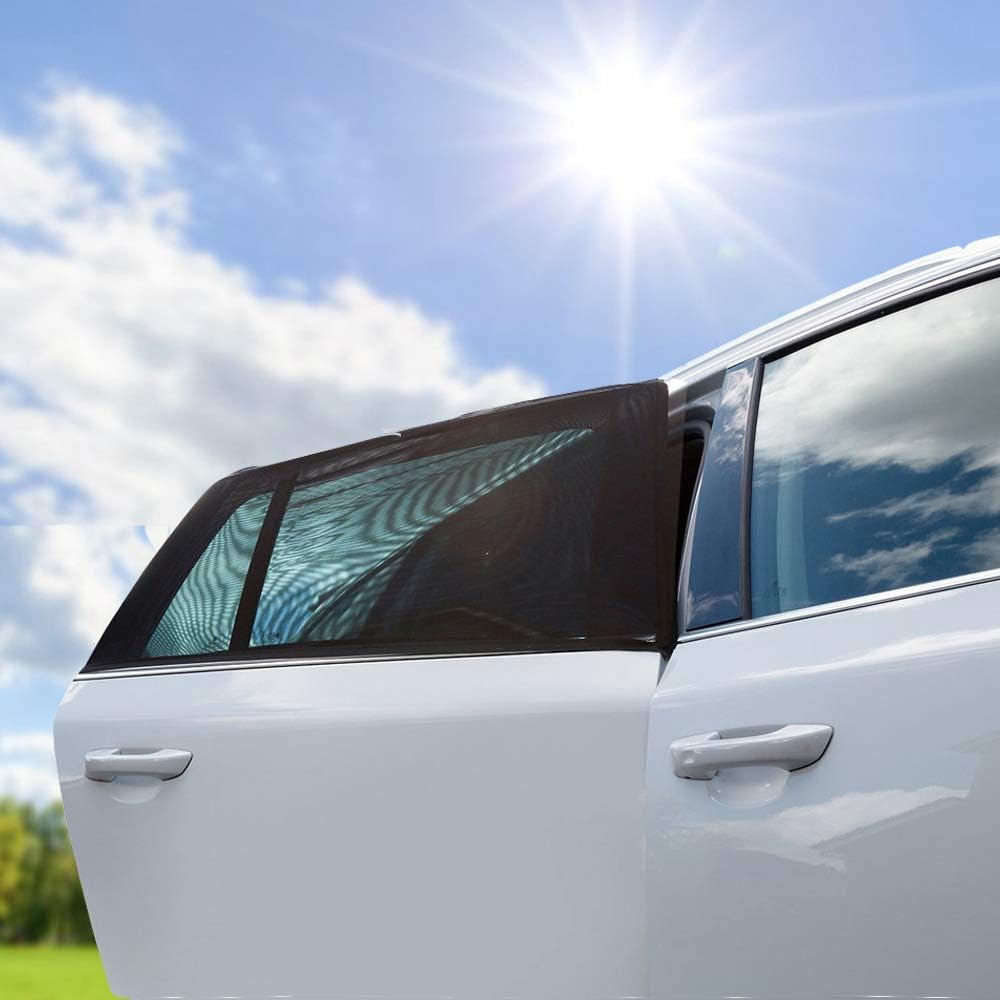 Big Hippo Car Window Sun Shade Baby Side Window Sunshade Windshield Shade - Adjustable Universal Fit Mesh Side Window Sunshade - Sun Glare and UV Rays Protector for Baby Child and Pet 2PCS(L)