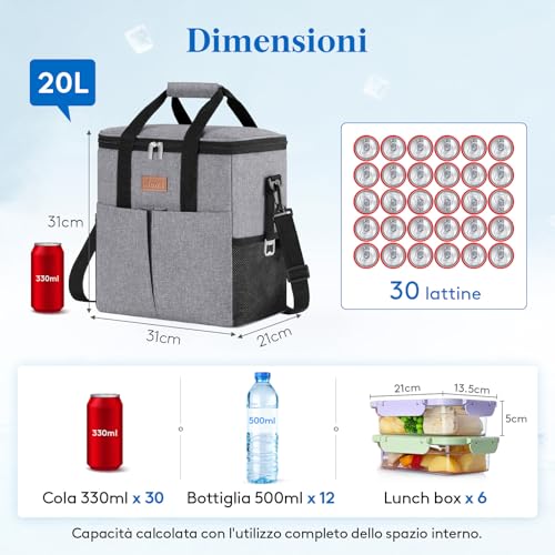 Lifewit Cooler Bag, Portable Cooler Bag with 2/3 Front Pockets, Foldable Cooler Bag for Camping, Travel, Shopping, Picnic
