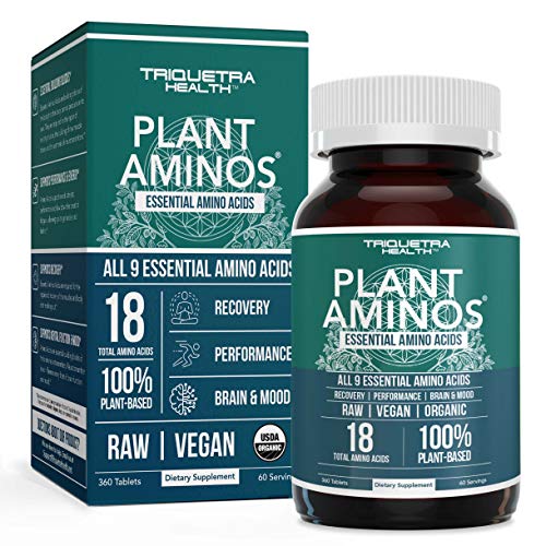 Plant Aminos Organic Essential Amino Acids (EAAs) & BCAA 100 PlantBased Raw, Vegan All 9