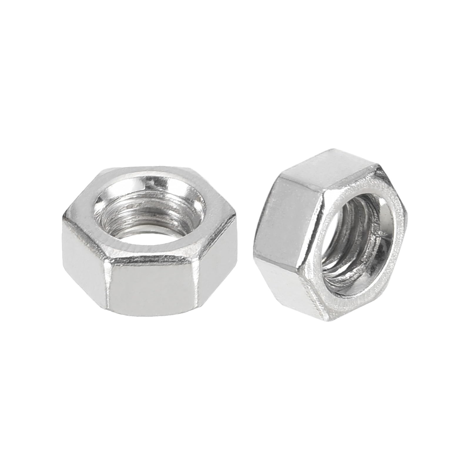 METALLIXITY Hex Nuts (M6x1mm) 100Pcs, Carbon Steel Metric Coarse Thread Nickel plated Hexagon Nut Hardware - for DIY Home Repair Machinery, Silver