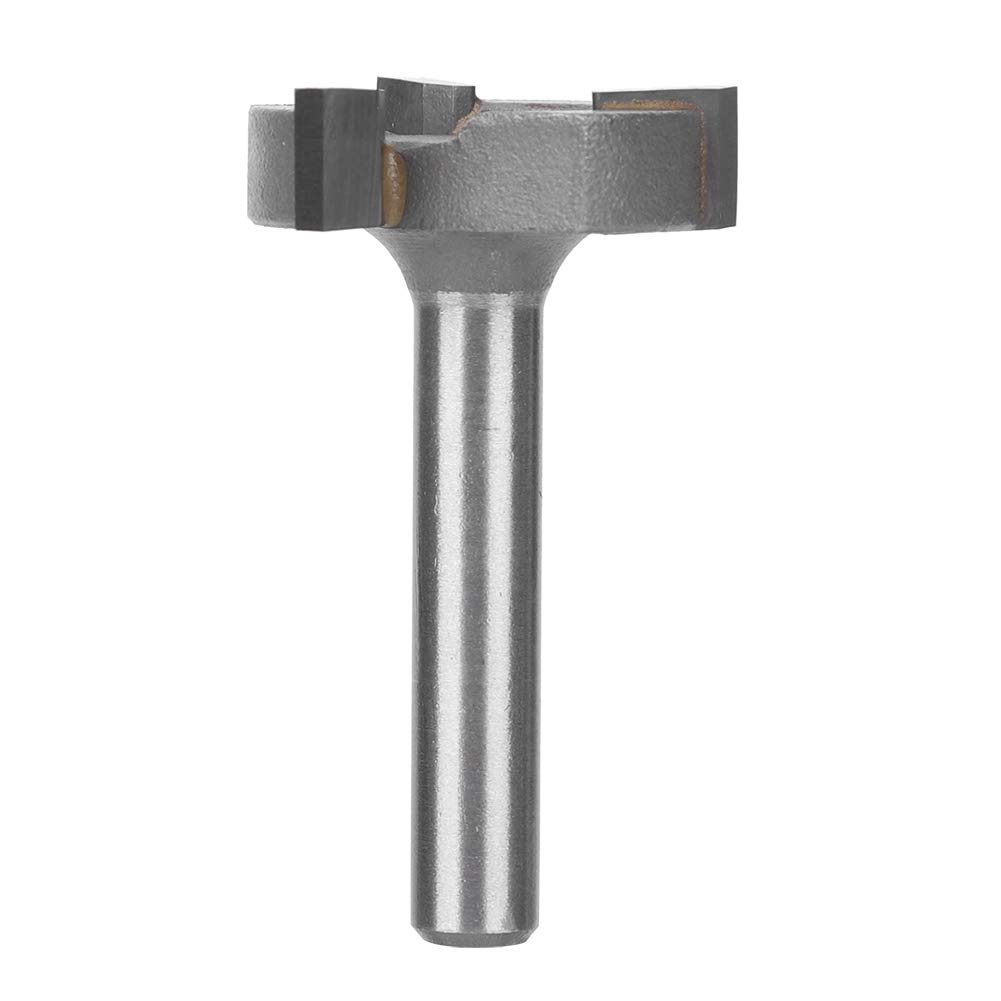 Hyuduo CNC Spoilboard Surfacing Router Bit 3-Blade T-Type Milling Cutter for Woodworking, 1 Inch Cutting Diameter, 0.2 Inch Shank, Carbon Steel & YG6 Alloy
