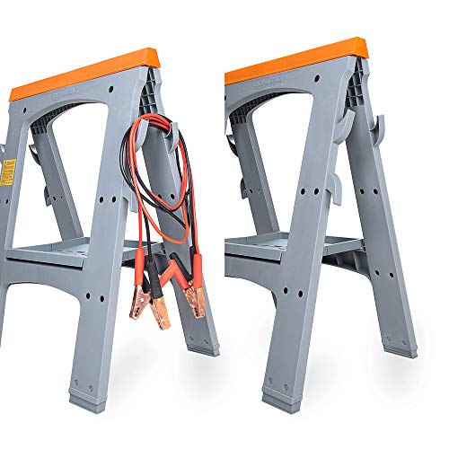 Amazon Basics Rectangular Folding Sawhorse, Collapsible, Folds Flat, 900 Pound Capacity, Set photo 10