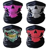 GAMPRO 4 Pcs Breathable Seamless Tube Skull Face Mask, Dust-proof Windproof Motorcycle Bicycle Bike Face Mask for Cycling, Hiking, Camping, Climbing, Fishing, Hunting, Motorcycling (1 Bundle)