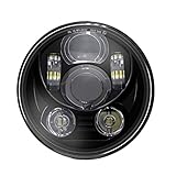 Wisamic 5-3/4 5.75 inch LED Headlight - Compatible with Harley Davidson Dyna Street Bob Super Wide Glide Low Rider Night Rod Train Softail Deuce Custom Sportster Iron 883-Black