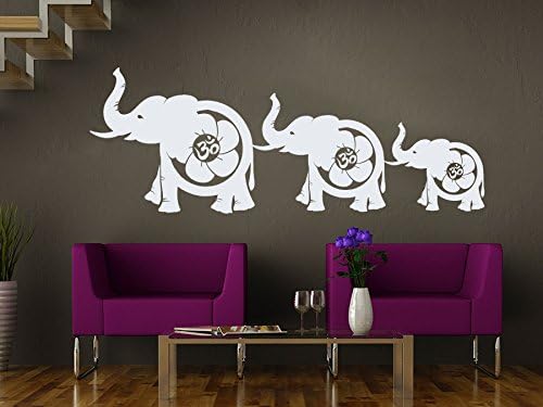 Wall Decal Elephant Family Vinyl Sticker Decals Indian Elephant Boho Bedding Tribal Buddha Ganesh Om Nursery Bedroom Yoga Studio NS1030