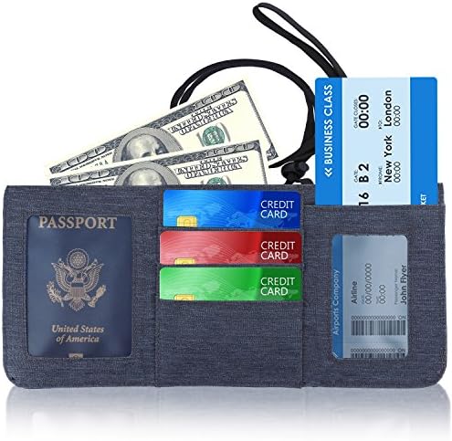 Travel Wallet Neck Pouch RFID Blocking Premium Safe &amp; Reliable Holder Organizer for Money Passport, Credit Card and Document