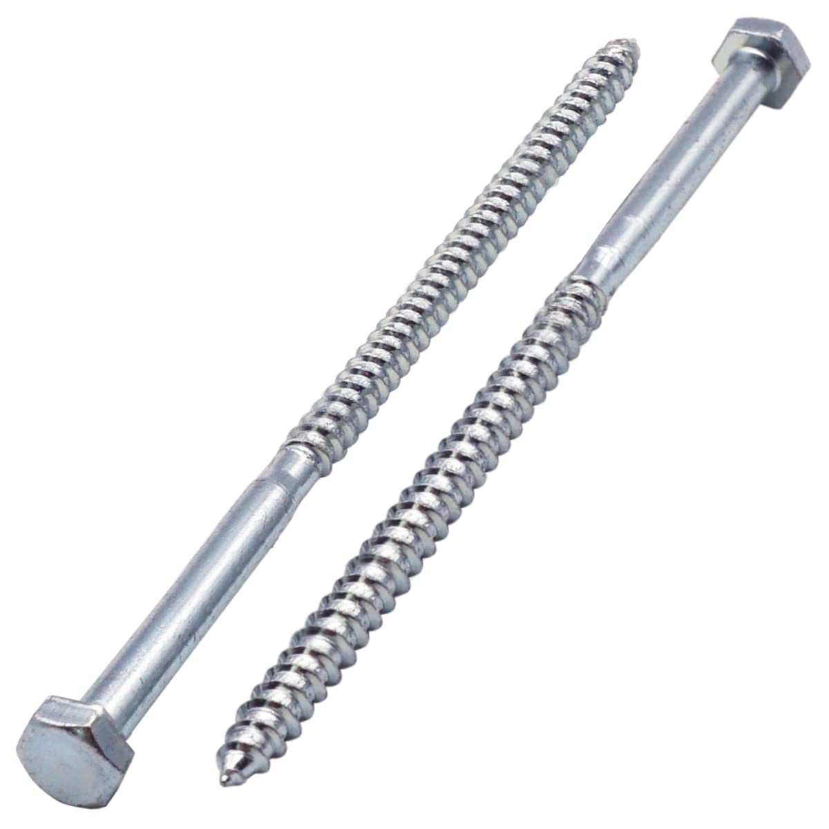 SKIR'CO (6 pcs) DIN 571 Zinc Plated Steel Hexagon Wood Screws M6 x 140 mm, Coach Screws, Hex Screw, Lag Bolts