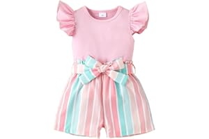 Yoxindax Toddler Kid Girl Clothes Heart Print Short Sleeves Top + Shorts 2PC Summer Outfit Set