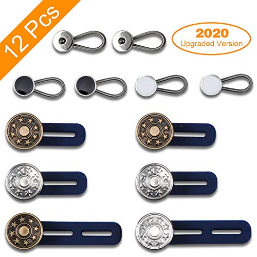 12 Pack Expander Button, 6 Pcs Pants Waist Silicone Extender Button for Men and Women, 6 Pcs Metal Collar Extenders/Neck Extender/Wonder Button for Men Dress Shirts, Simple Use, No Sewing. - Thumbnail 7
