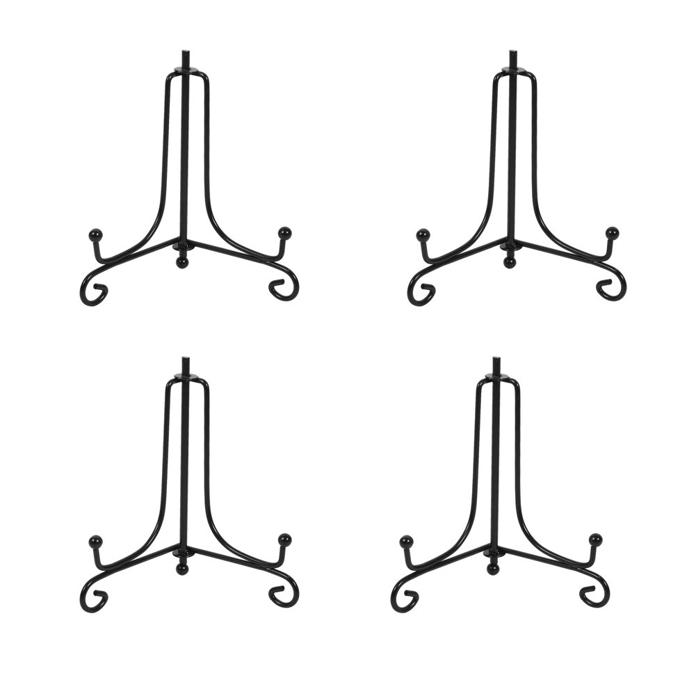 (4 pack)Iron Display Stand, Black Iron Easel Plate