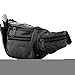 Roma Leathers New Large 8 Pocket Genuine Leather Waist Hip Lumbar Fanny Fannie Pack Bag Black with Dual Cell Phone Pockets and Dual Organizer (7089-BLK)