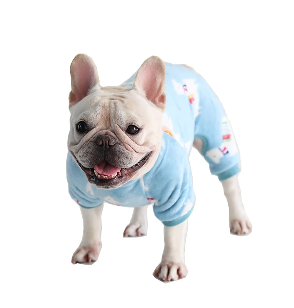 BT Bear Dog Pajamas Soft Warm Fleece Jumpsuit Cute Pet Clothes Onesies Costume for Small Medium Dogs Pug French bulldog (Blue,L) — image 1