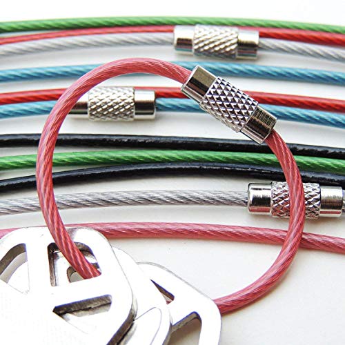 Wire Keyrings, 4-Inch, 12 Pack, Flexible Keychain with Plastic Coated Steel for Keys, Luggage Tags, Key Fobs