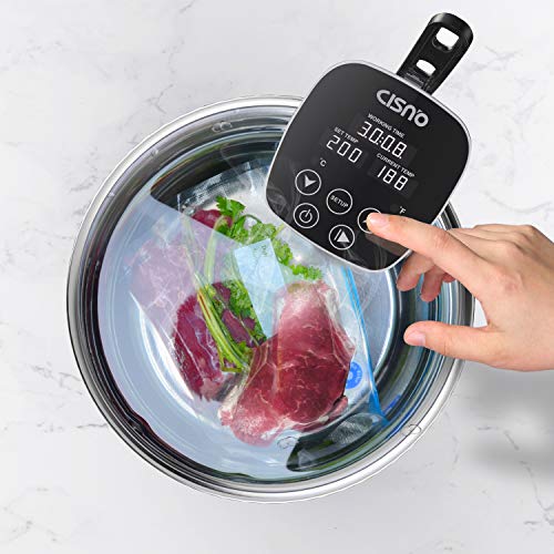 CISNO Sous Vide Cooker, 1000W Thermal Immersion Cooking Circulator, Accurate Temperature Control, 99 Hours Timer, Led Display, Cook Like A Pro Chef, Free Seal Bags & Hand Pump