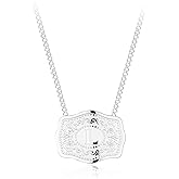 Holylegend Rhodium-Plated Initial Letter Pendant Necklace with Embossed Belt Buckle, Western Cowgirl Initial Necklace for Women, Buy 1 Get 2 Chains, Personalized Jewelry Gift for Women and Men