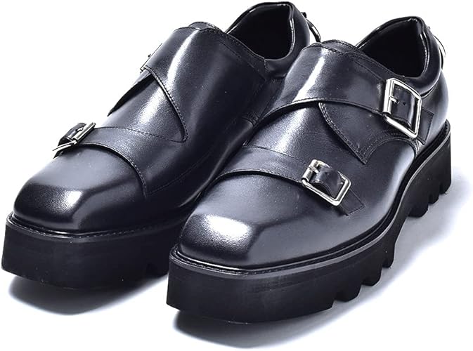 Amazon エンデヴァイス レザー 厚底 スリッポンシューズ カジュアル 革靴 メンズ ブランド ダブルモンク リング ドレスシューズ Endevice エンデヴァイス ローファー スリッポン