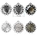 Bundle 12 Pcs Round Pendant Trays & 12 Pcs Flower Circle Pendant Trays in Silver, Antiqued Silver & Bronze with 24 Pcs Glass Cabochon Dome Tiles for Crafting DIY Jewelry Making, 48 Pcs (Style 1)