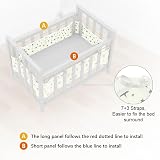 Vicloon Cot Bumper 2Pcs Breathable Mesh Crib Rail Cover Star Design view 3