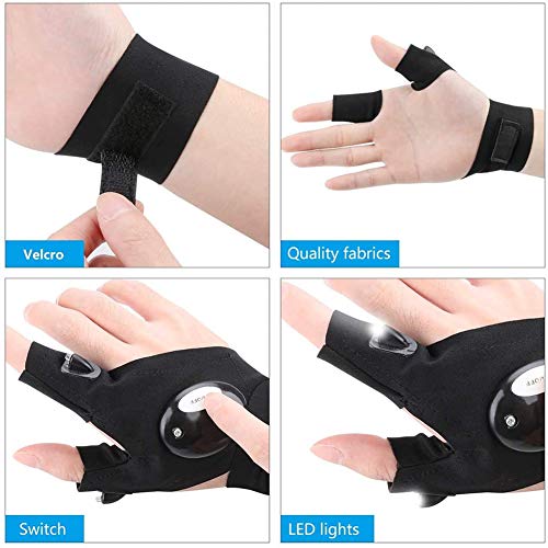 QLGRXWL Angelhandschuhe,LED-Taschenlampenhandschuhe,Nachtlichthandschuhe Im Freien,Zeigefinger Mit Magischem Riemen,Für… – Bild 5