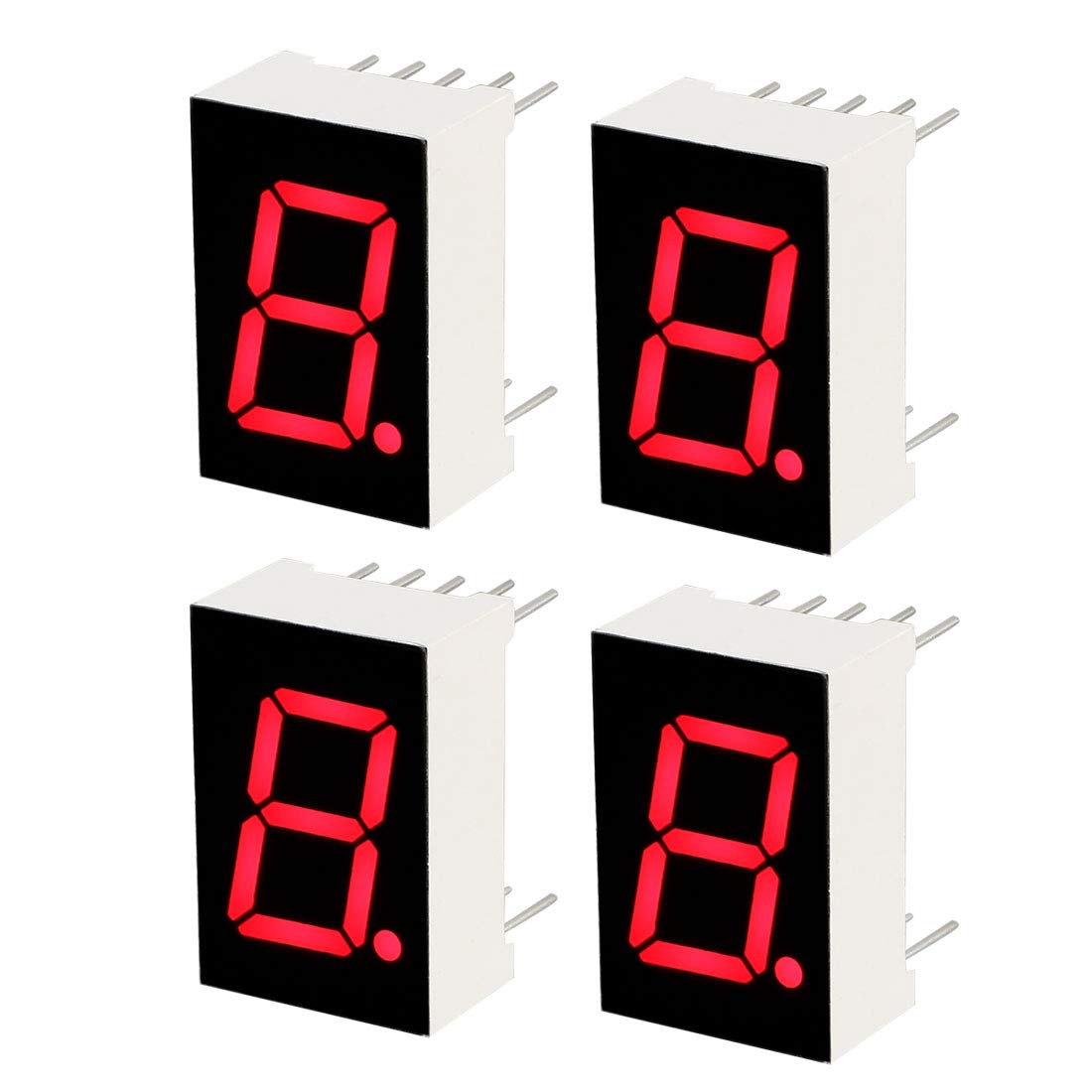 sourcing map Common Cathode 10 Pin 1 Bit 7 Segment 0.75 x 0.5 x 0.31 Inch 0.5" Red LED Display Digital Tube 4pcs